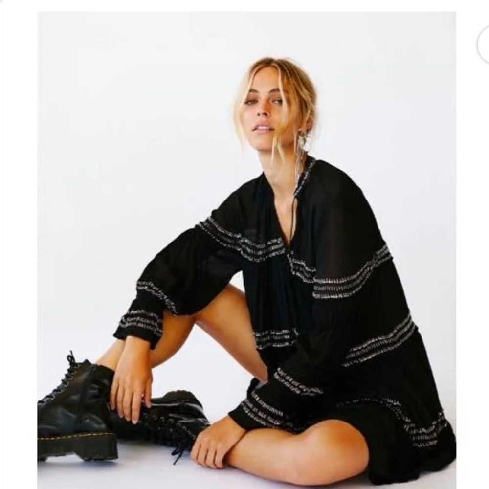 Free People Solstice Mini Dress Sz M Beaded Retail $300 NET